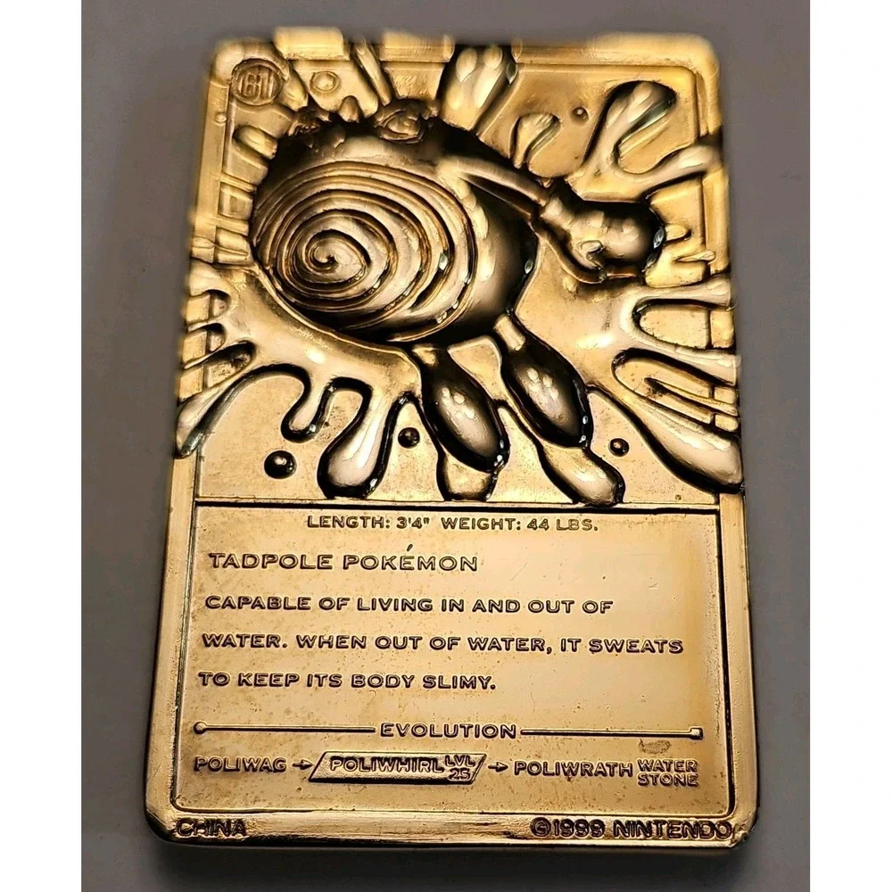 Pokemon Poliwhirl 23K Gold Plated 1999 Collectible Trading Card Limited Edition